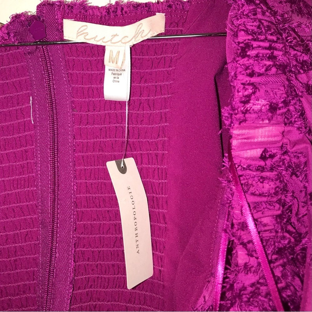 Anthropologie Hutch Raspberry Kenna Medley 3/4 Puff Sleeve Corset Crop Top - Picture 7 of 9